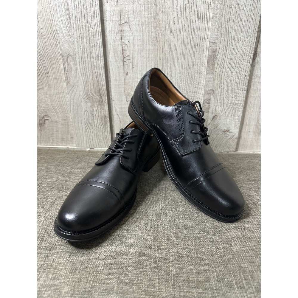 George Mens Bradford Oxford Black Cap Toe Dress Shoes Size 10